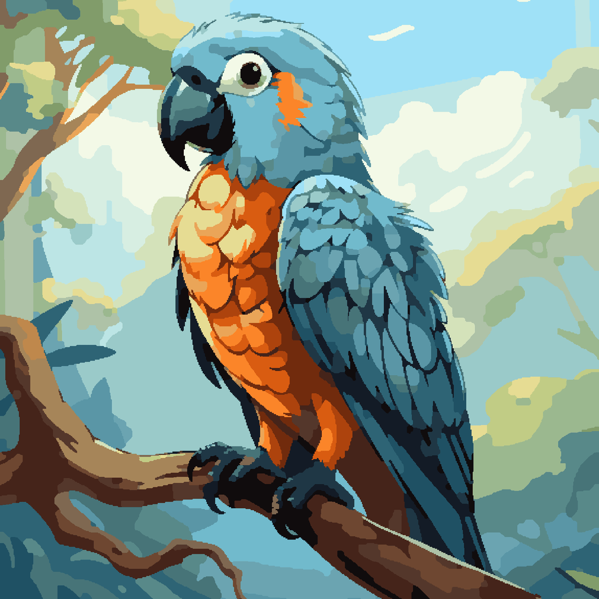 Cute Blue Parrot
