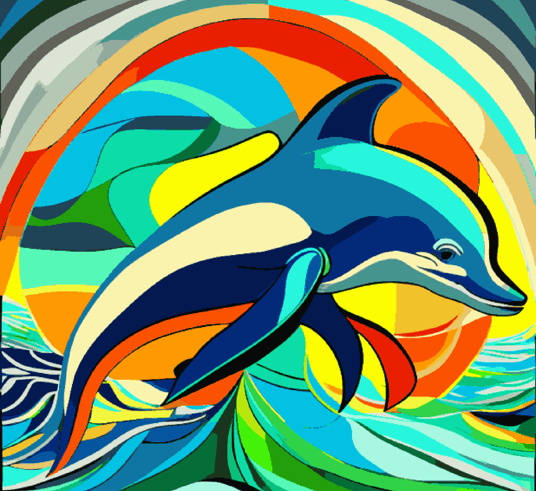 Dolphin with Colourful Strokes