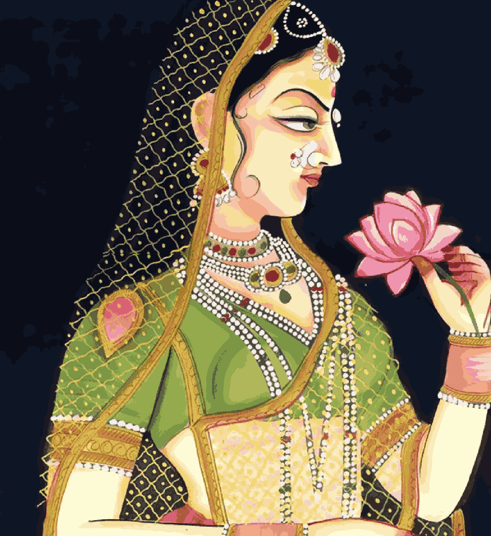 Elegant Mughal Art Painting