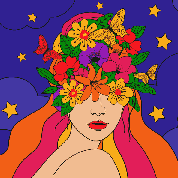 Flower girl under the sky