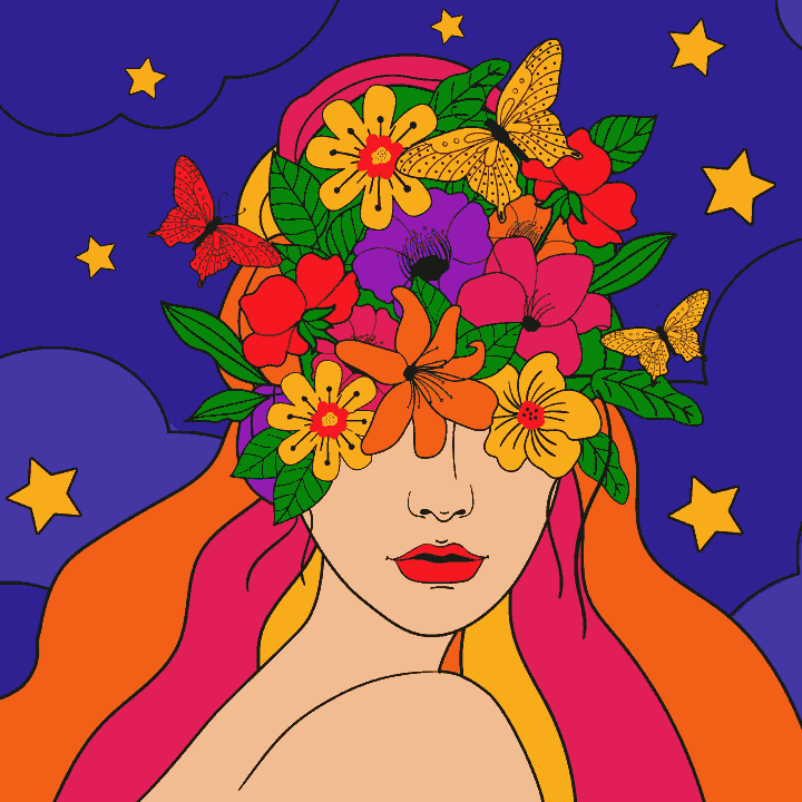 Flower girl under the sky