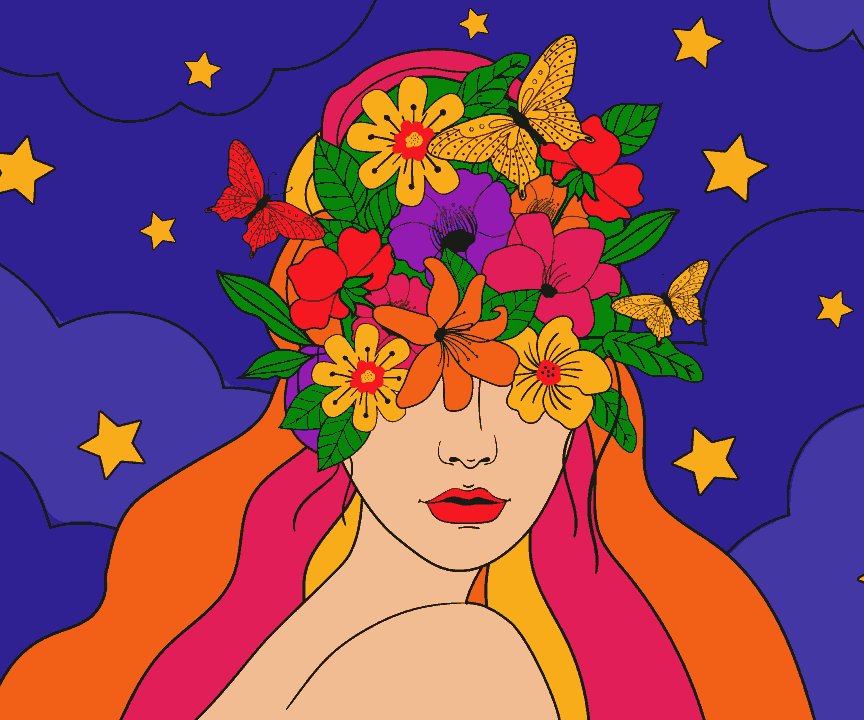 Flower girl under the sky