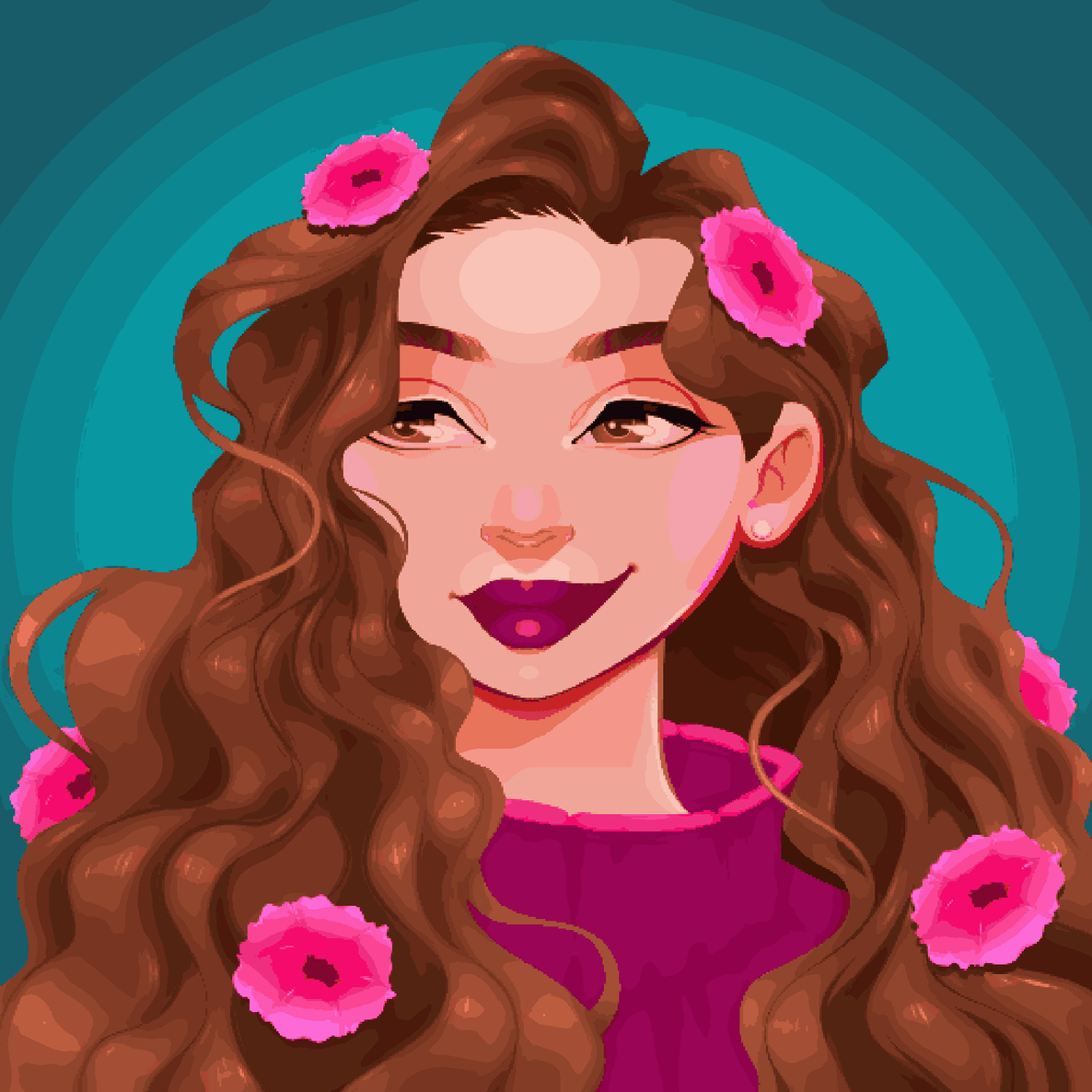 Girl with Flowers in Hair