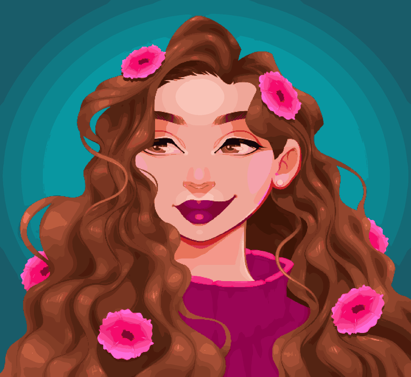 Girl with Flowers in Hair