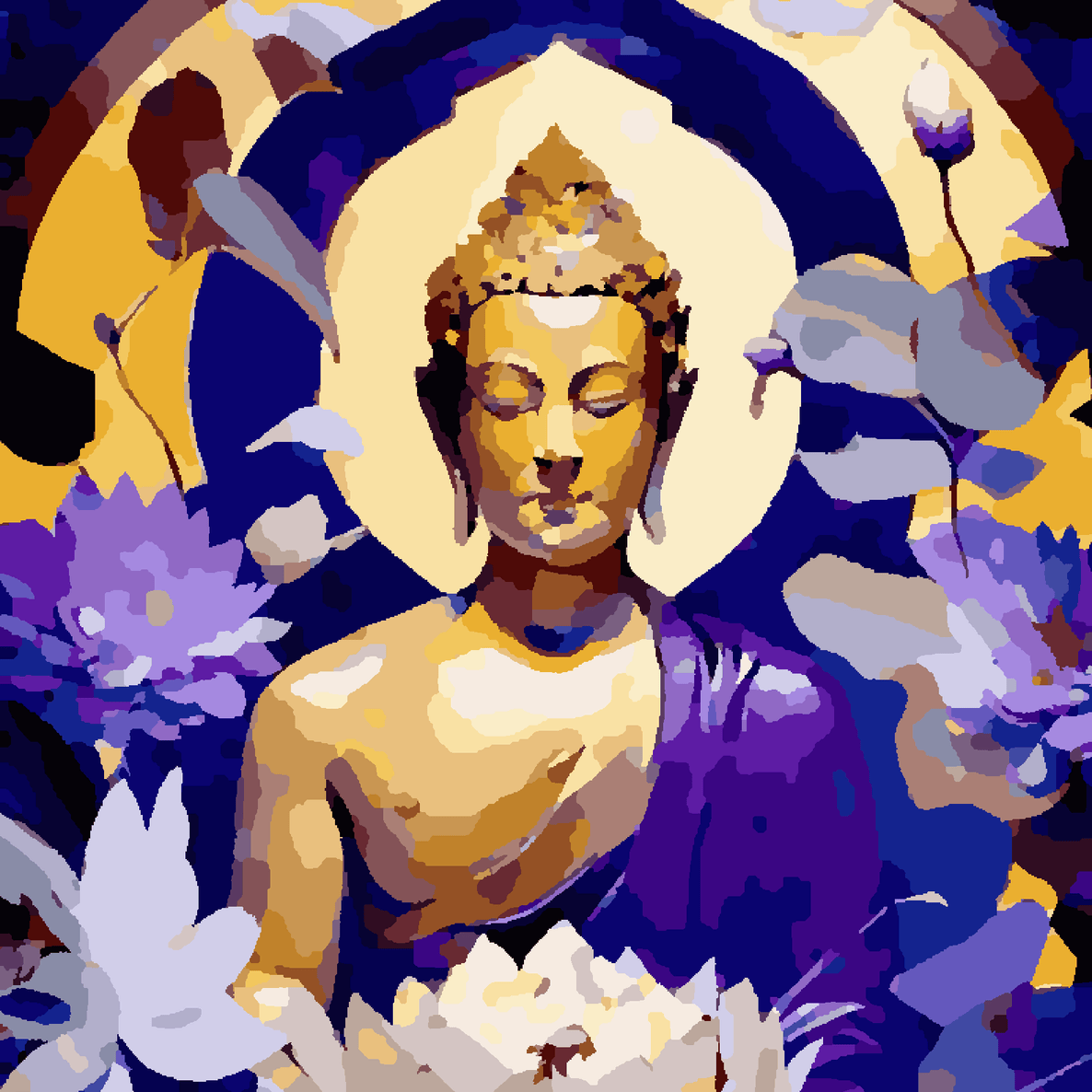Golden Buddha in Blue