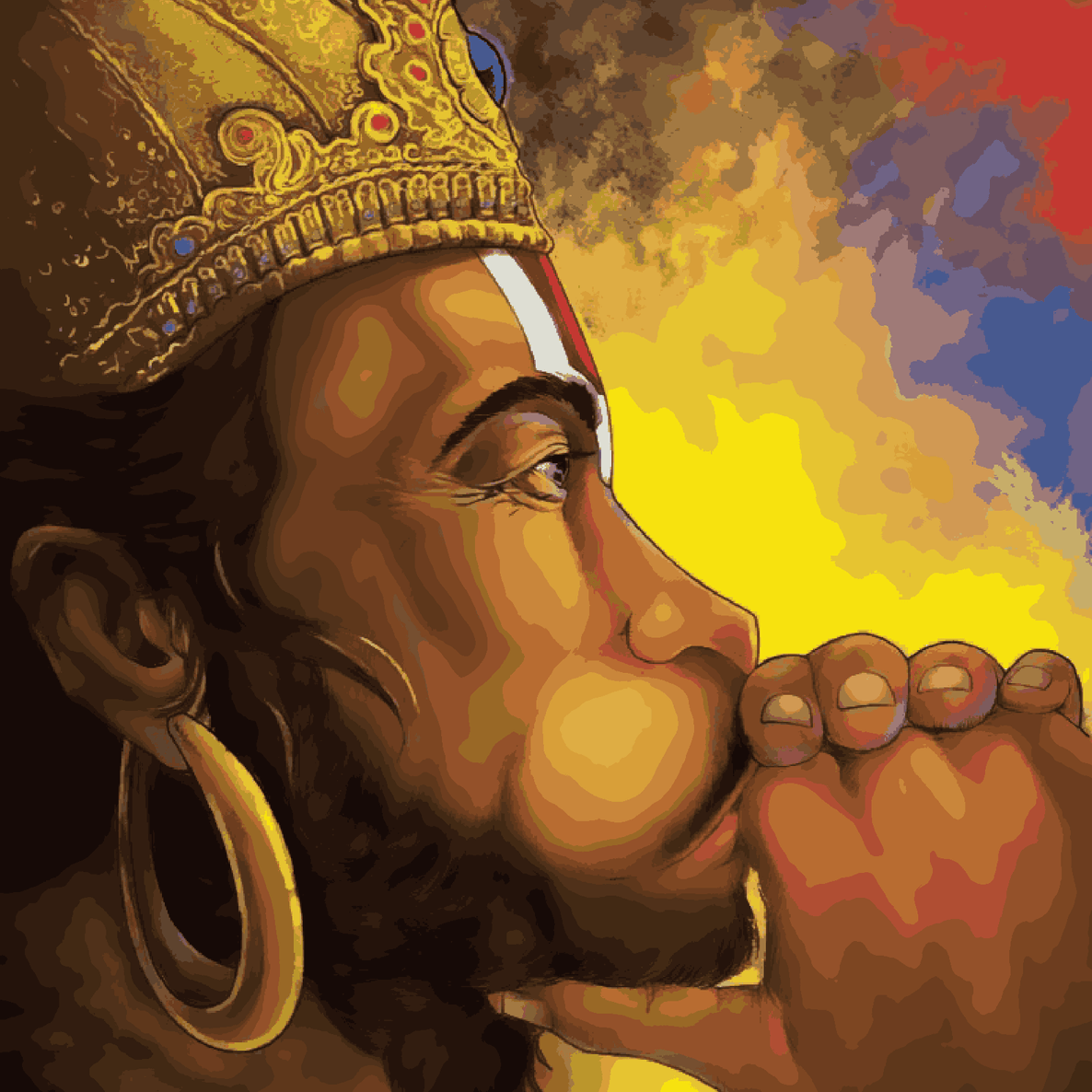 Hanuman ji blowing the conch