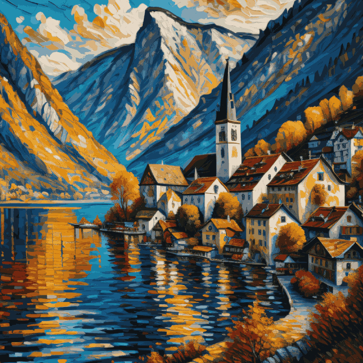 Houses in Blue Ornage Theme
