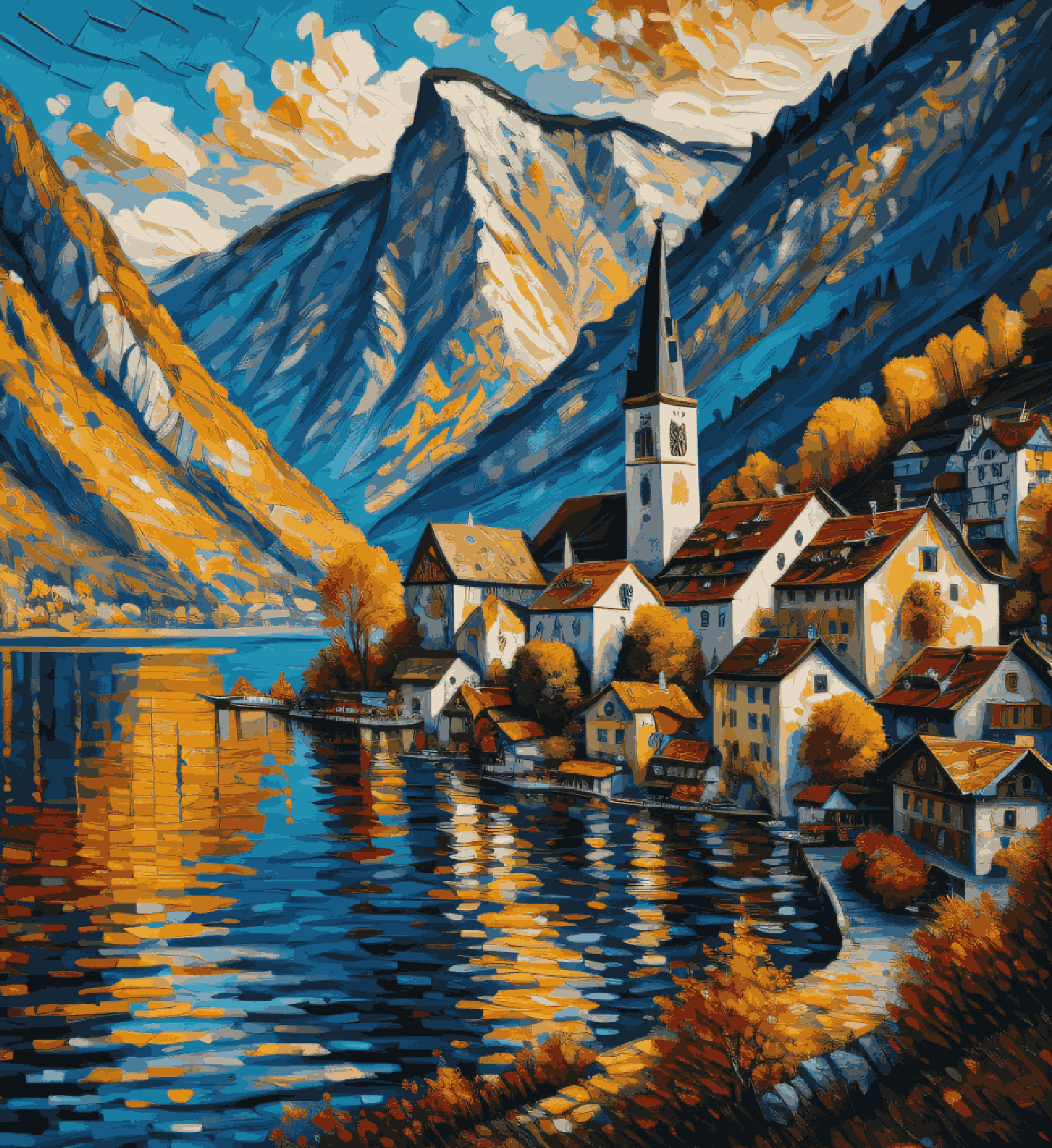 Houses in Blue Ornage Theme