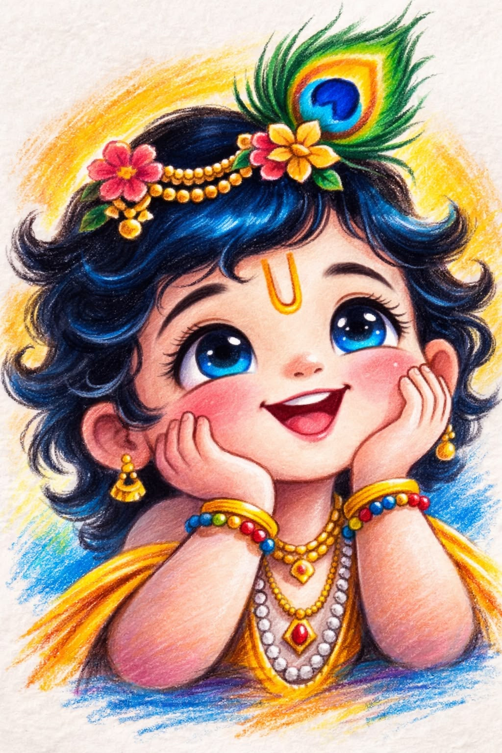 Cute Little Krishna Smiling Dot by Number Kit