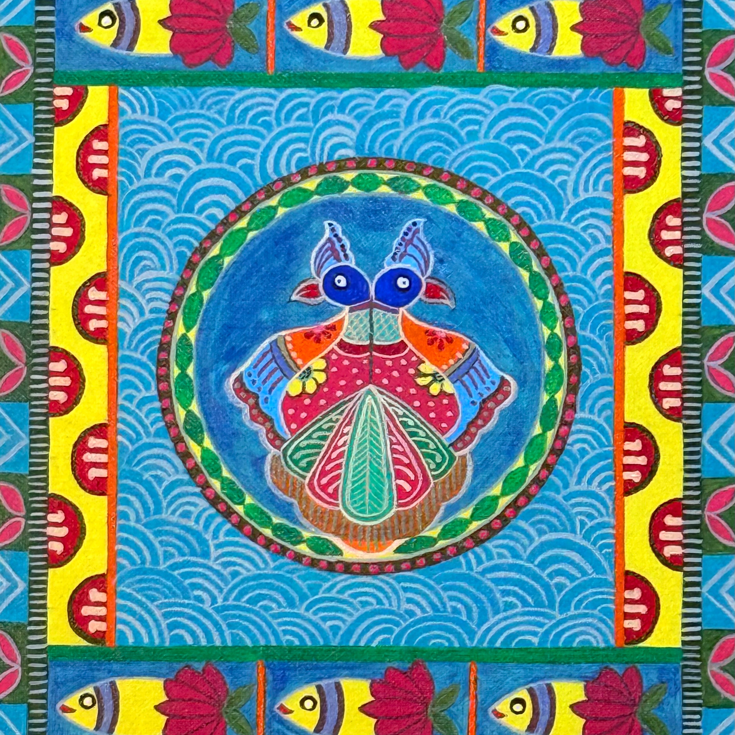 Madhubani - Peacock and Fish