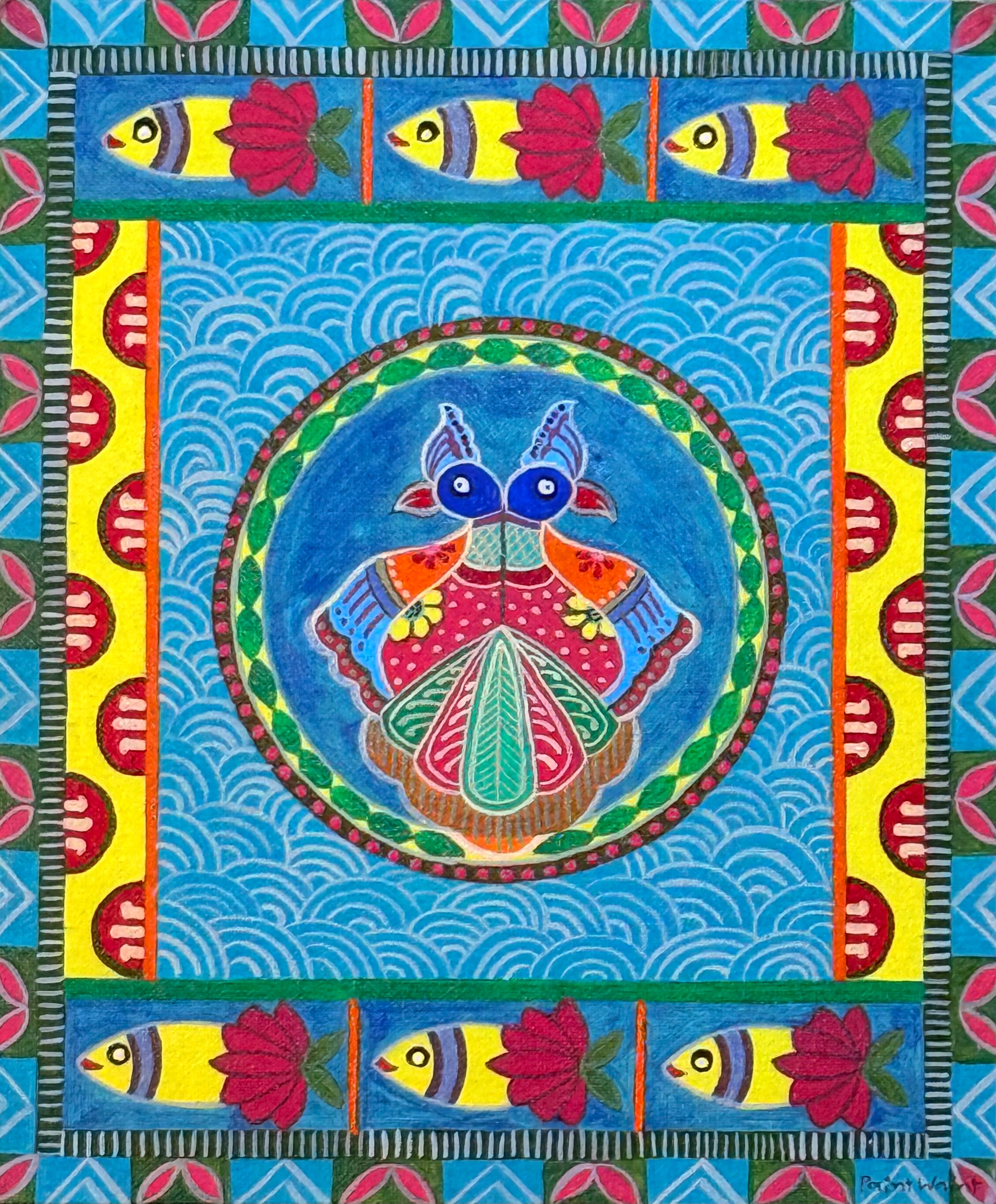 Madhubani - Peacock and Fish