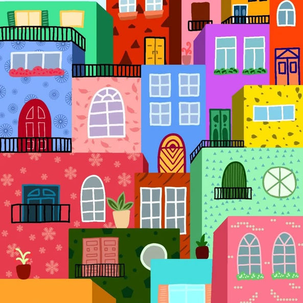 Colorful Town Dot by Number Kit