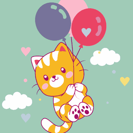 Kitty with Balloons