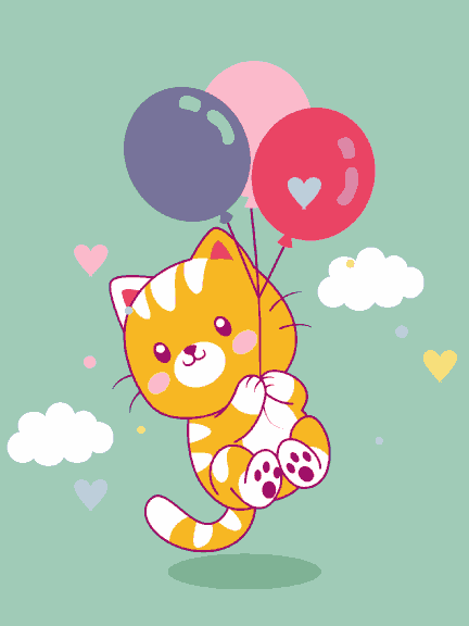 Kitty with Balloons