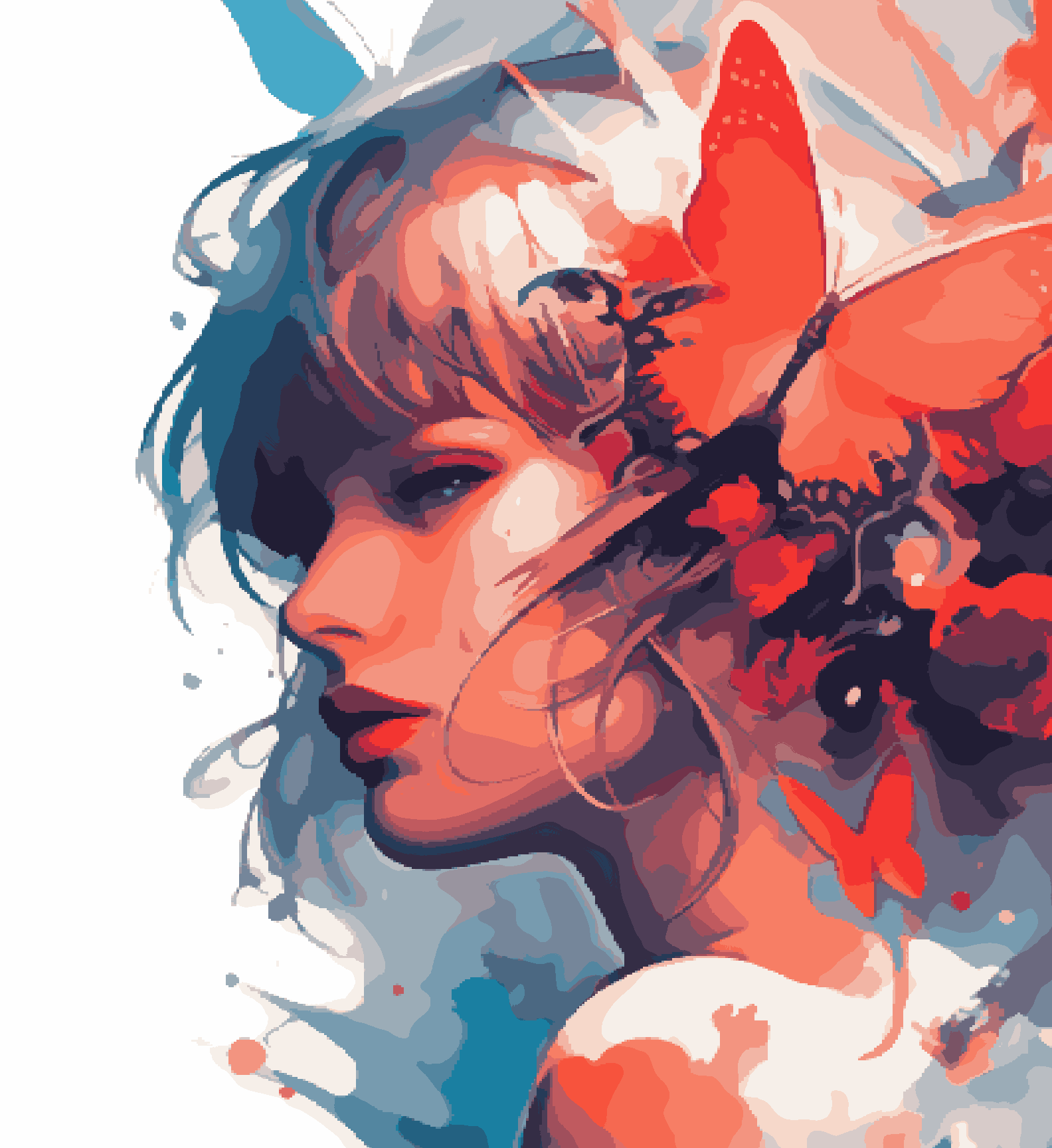 Lady in Orange with Butterflies