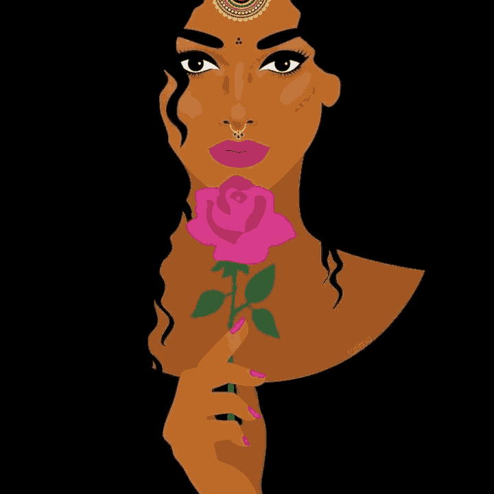 Lady with Pink Rose
