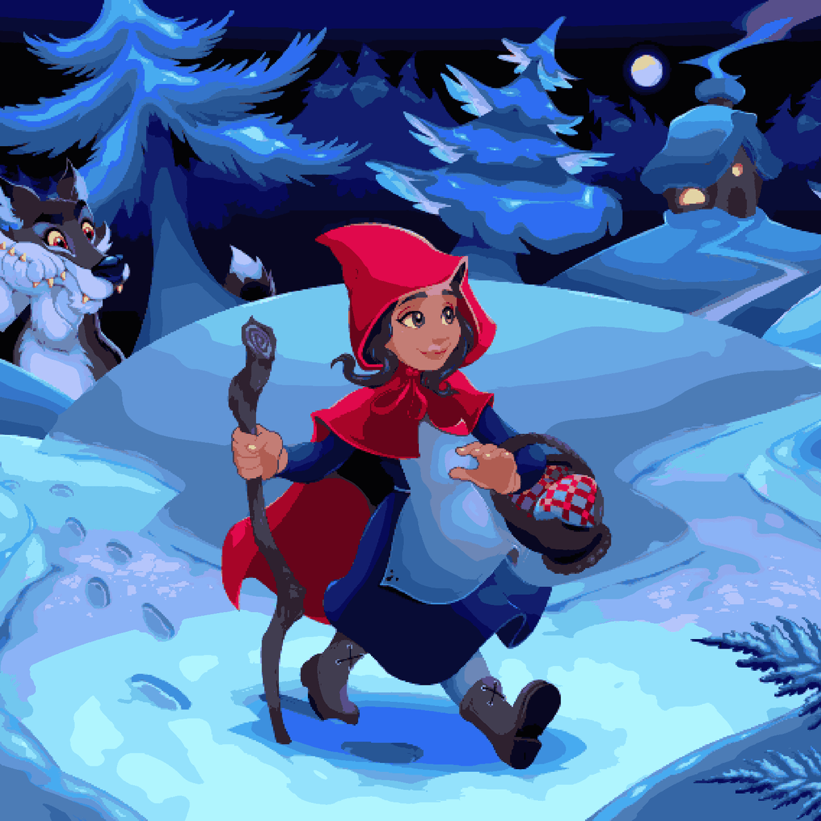 Little Red Riding Hood Walking in the Woods