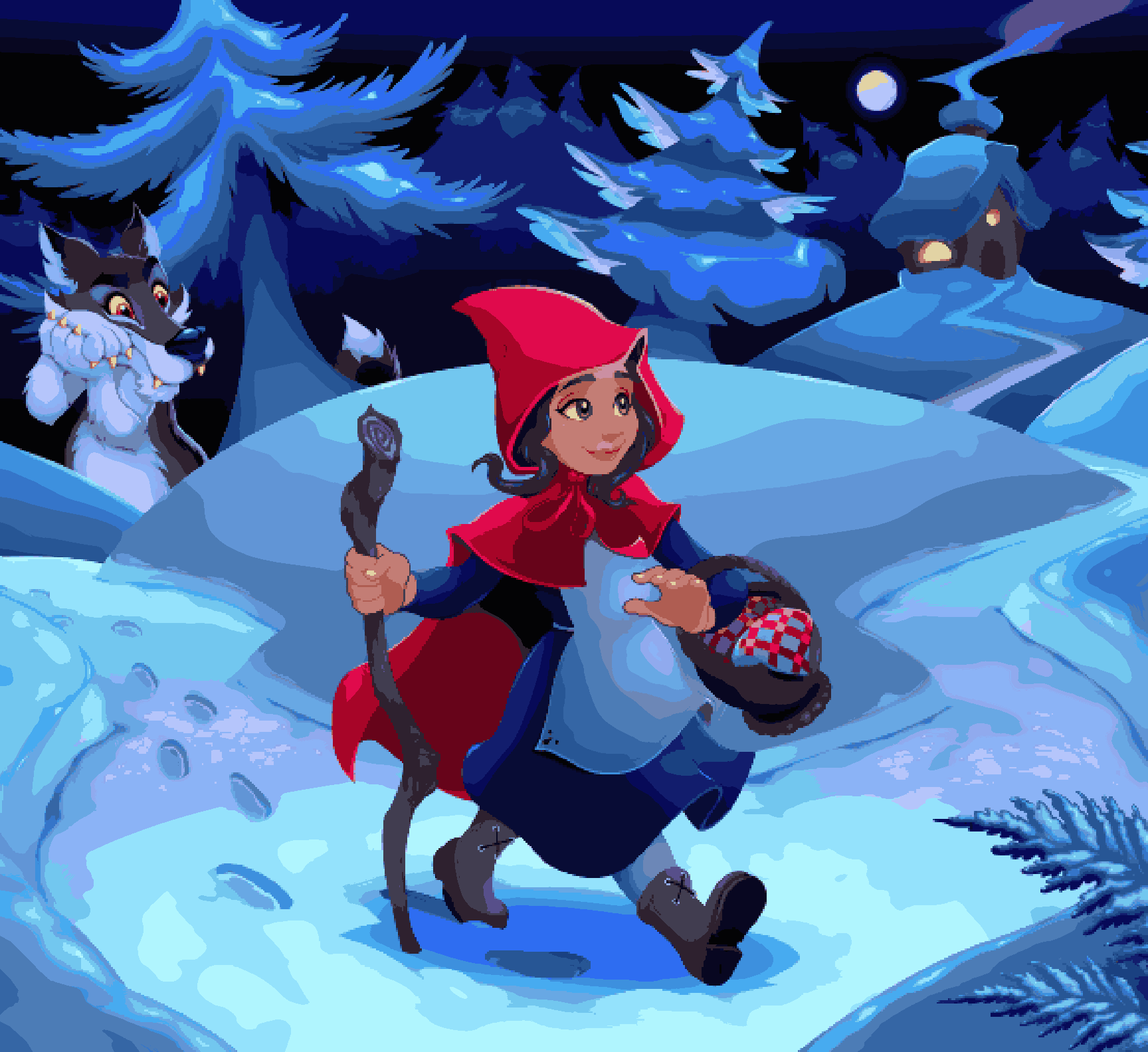 Little Red Riding Hood Walking in the Woods