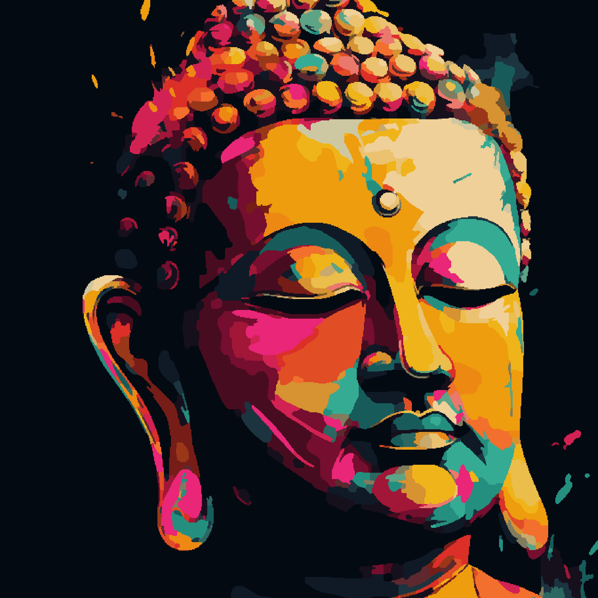 Lord Buddha Colourful Strokes