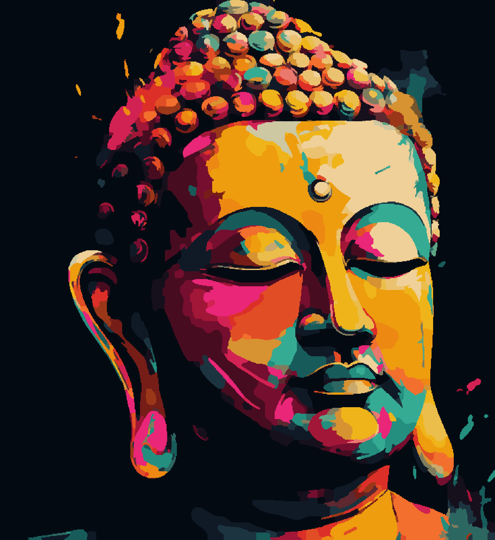 Lord Buddha Colourful Strokes
