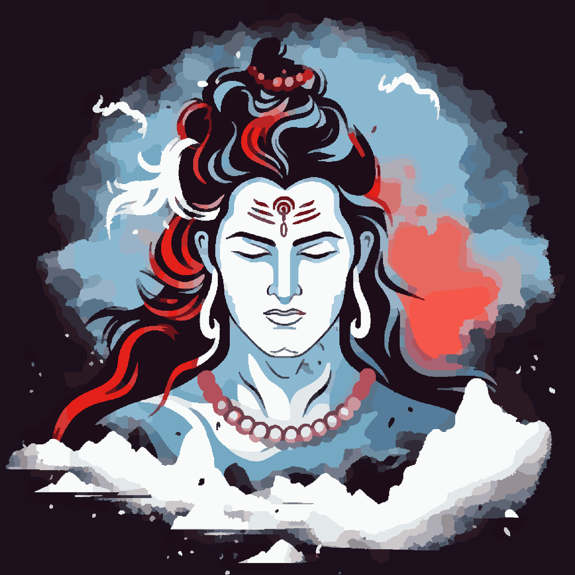 Lord Shiva Light Blue Red Effect