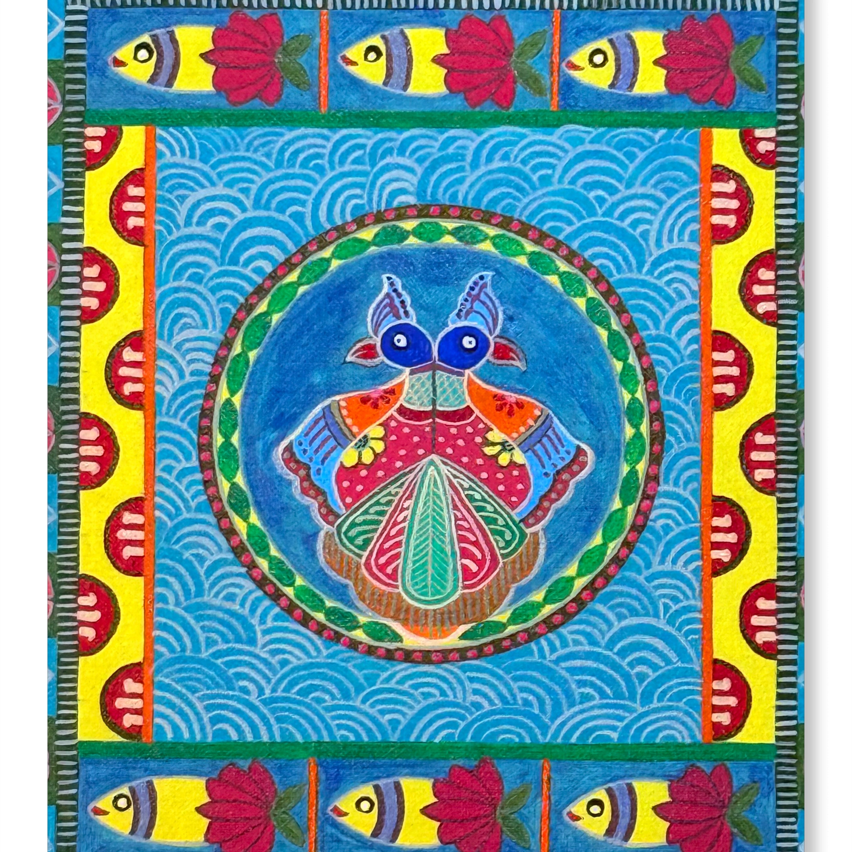 Madhubani - Peacock and Fish