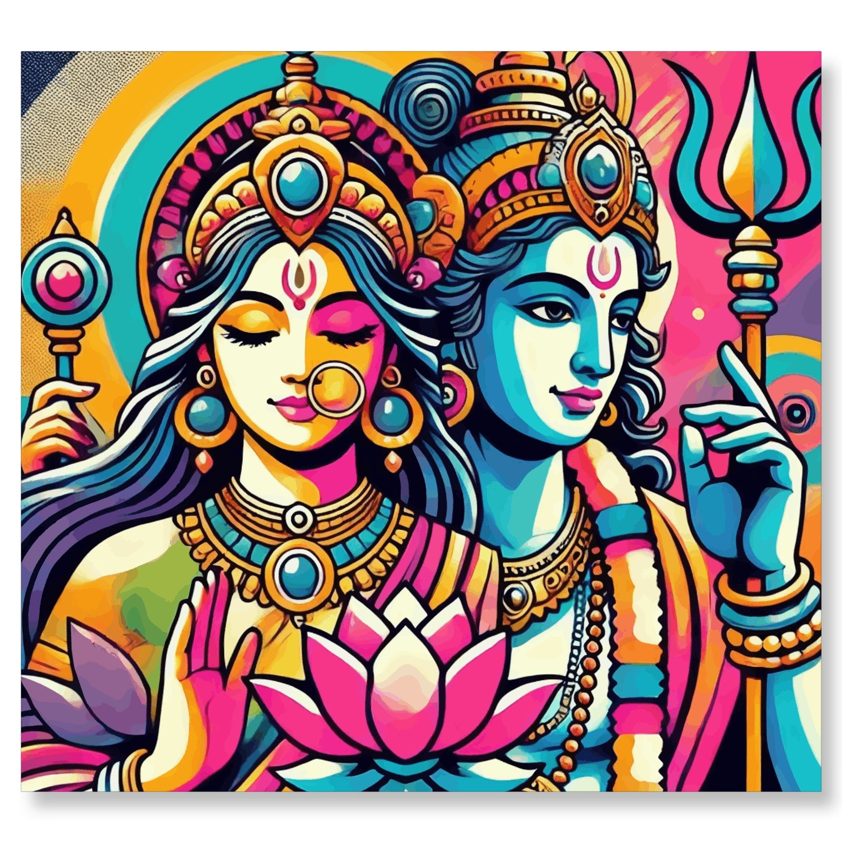 Shiv Parvati Colorfull Abstract