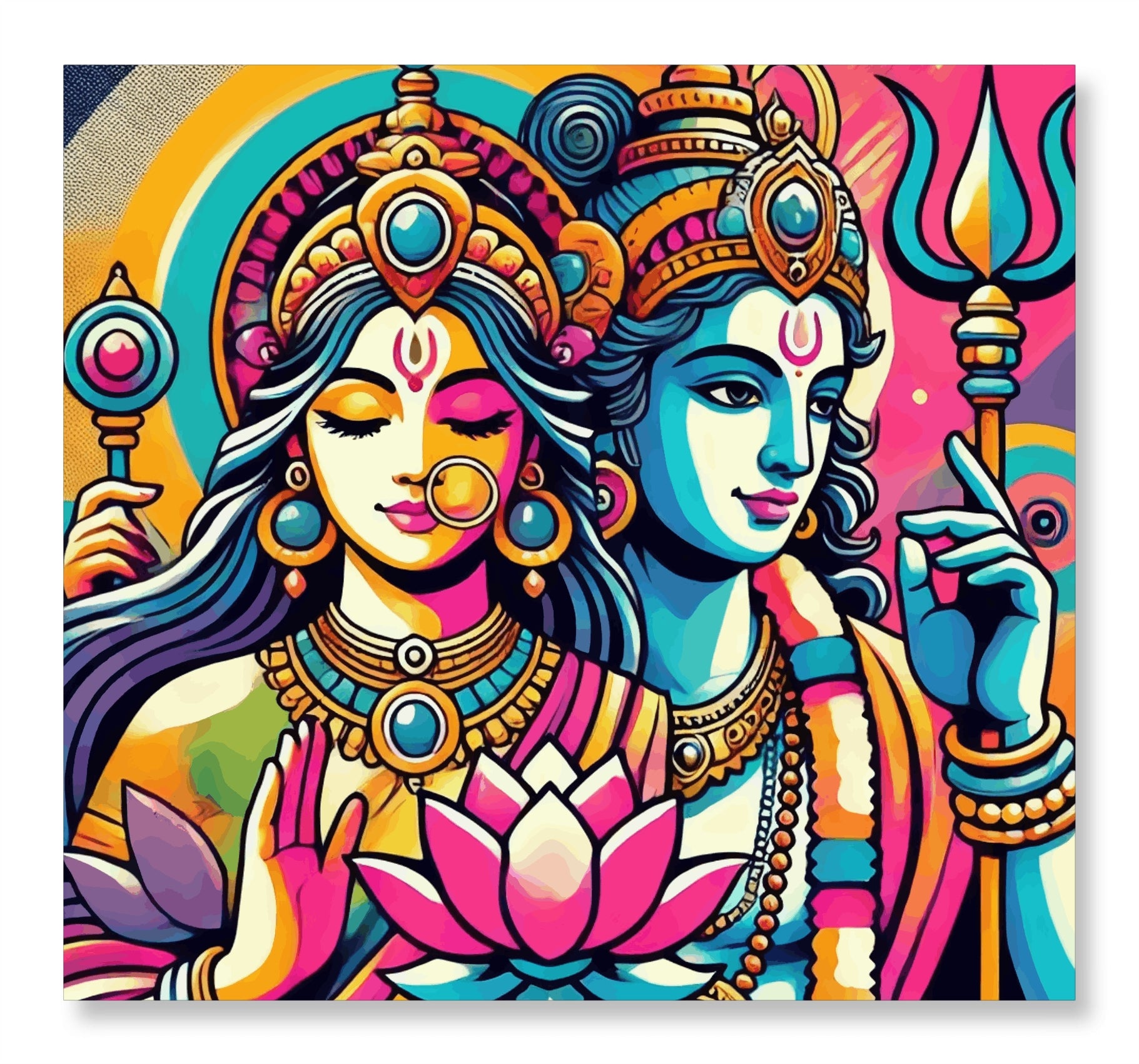 Shiv Parvati Colorfull Abstract
