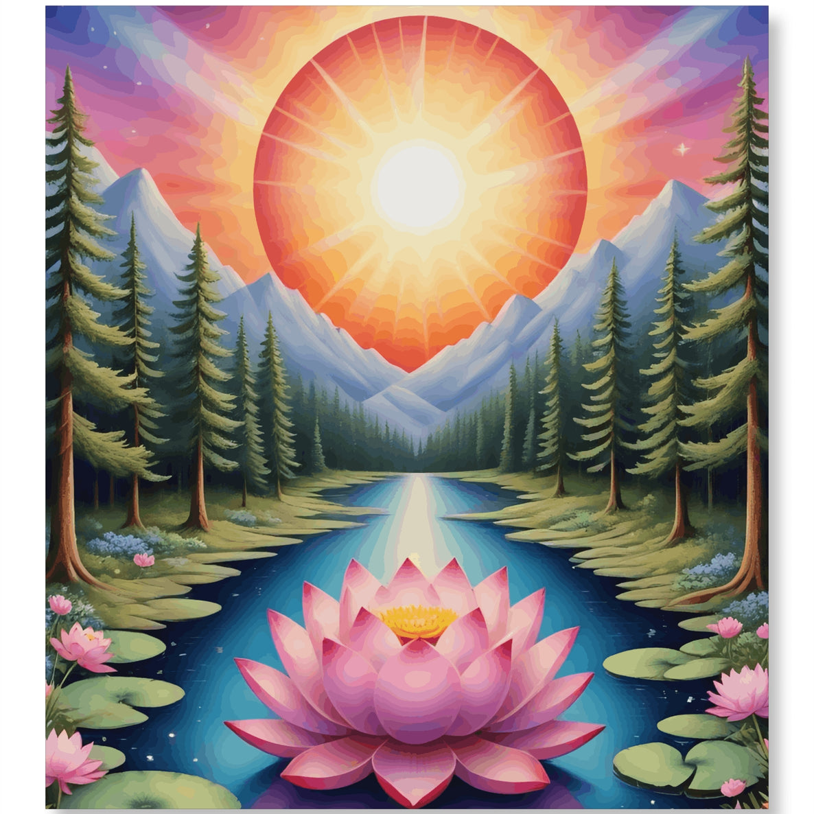 Lotus Serenity Sunrise at Mountain
