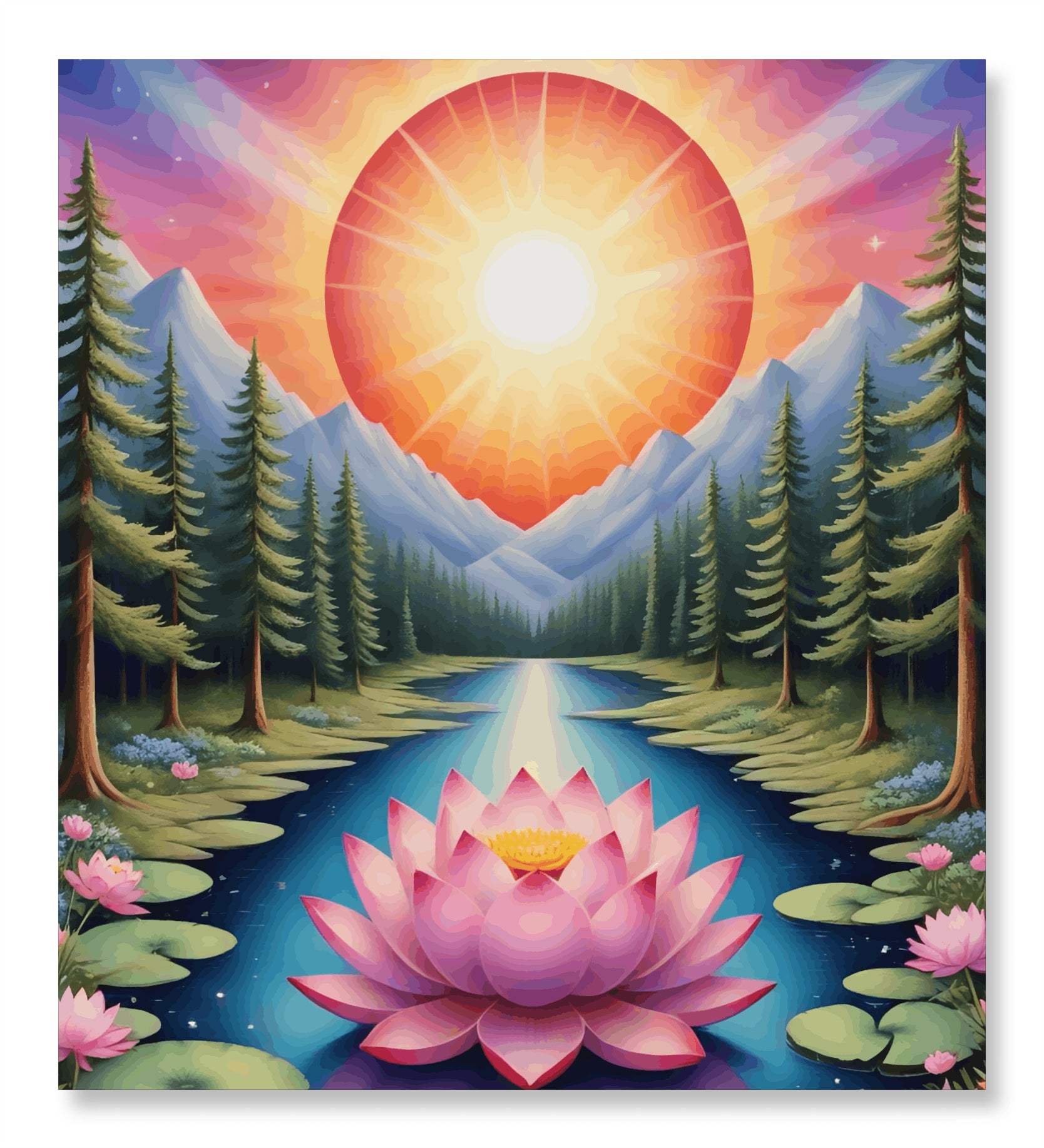 Lotus Serenity Sunrise at Mountain