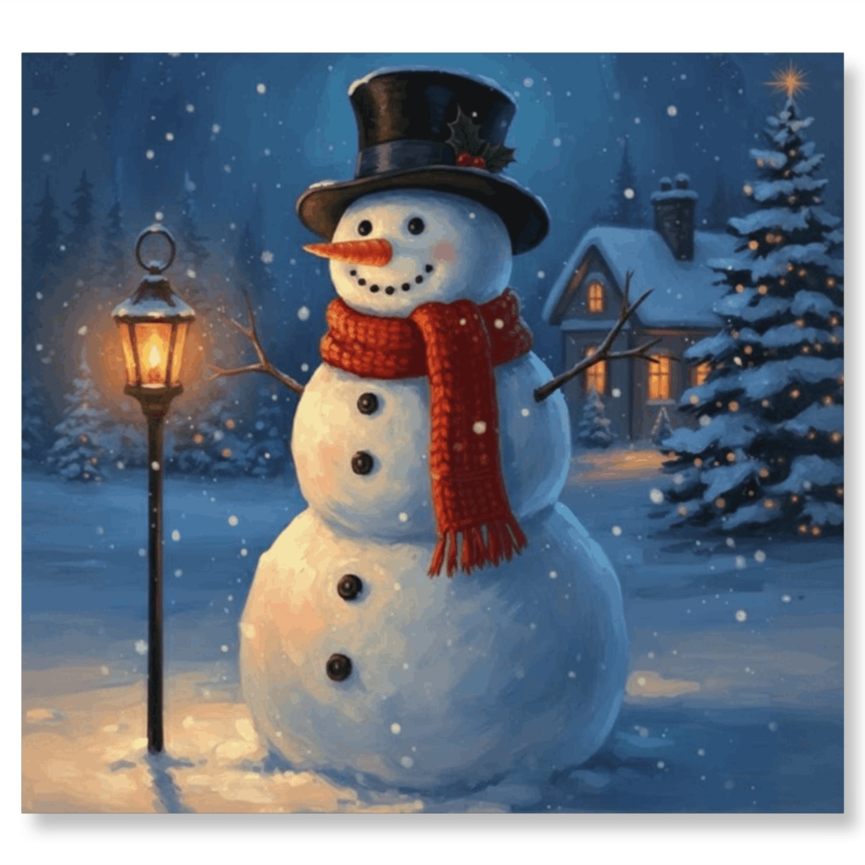 Snoman With Tophat - Christmas