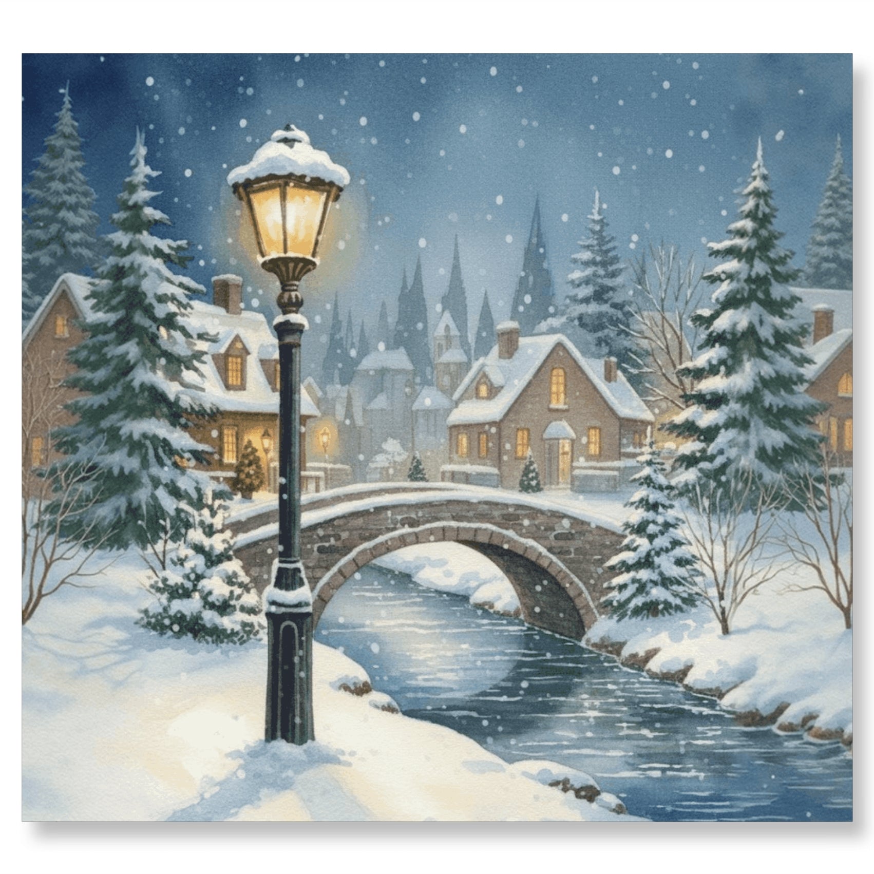 Lamplight in the Snow - Christmas