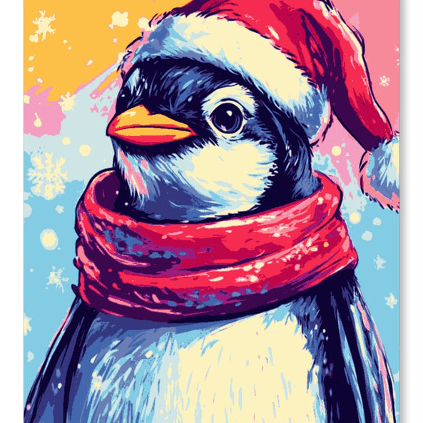 Festive Penguin with Santa Hat