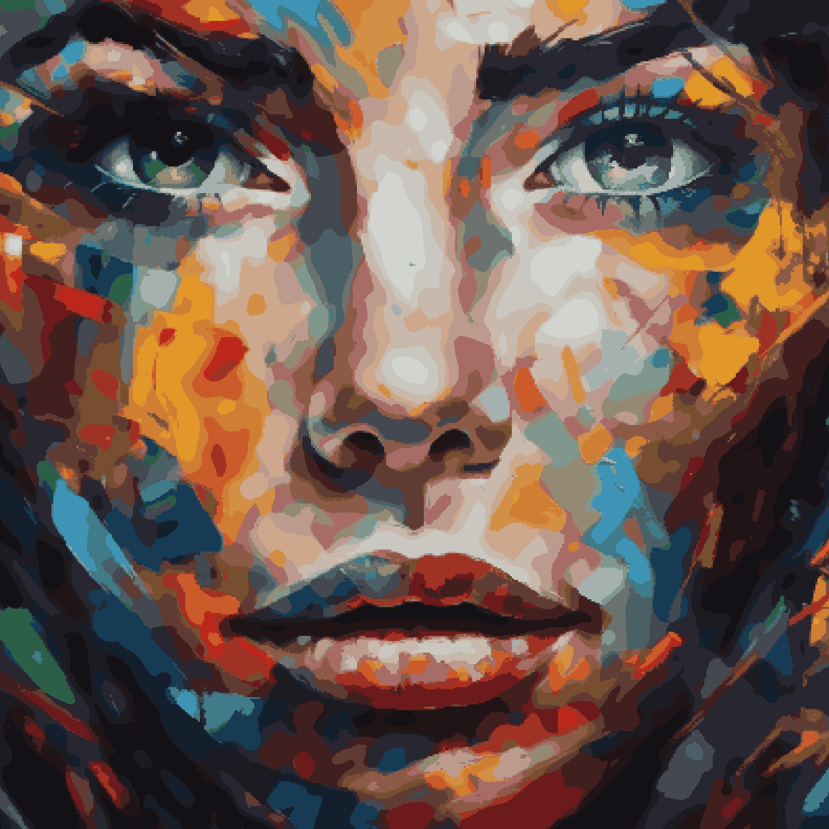 Mix Thoughts  Colourful Strokes on Face