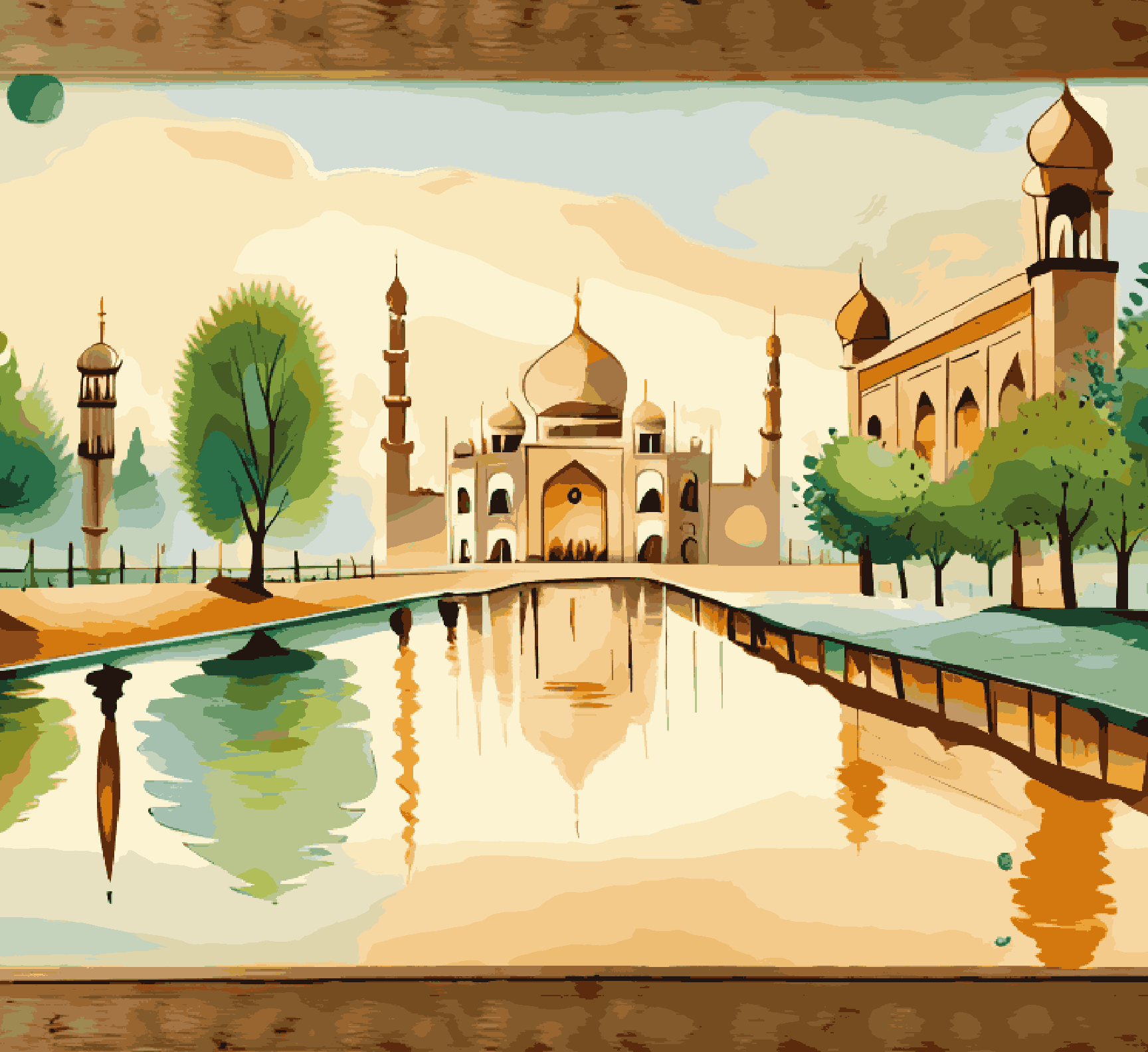 Mosque Lake with Trees – PaintWaint