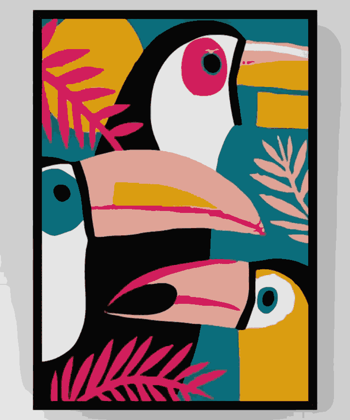 Three toucan birds