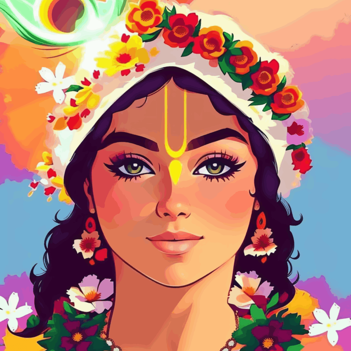 Colorful Krishna Portrait - Janmasthami