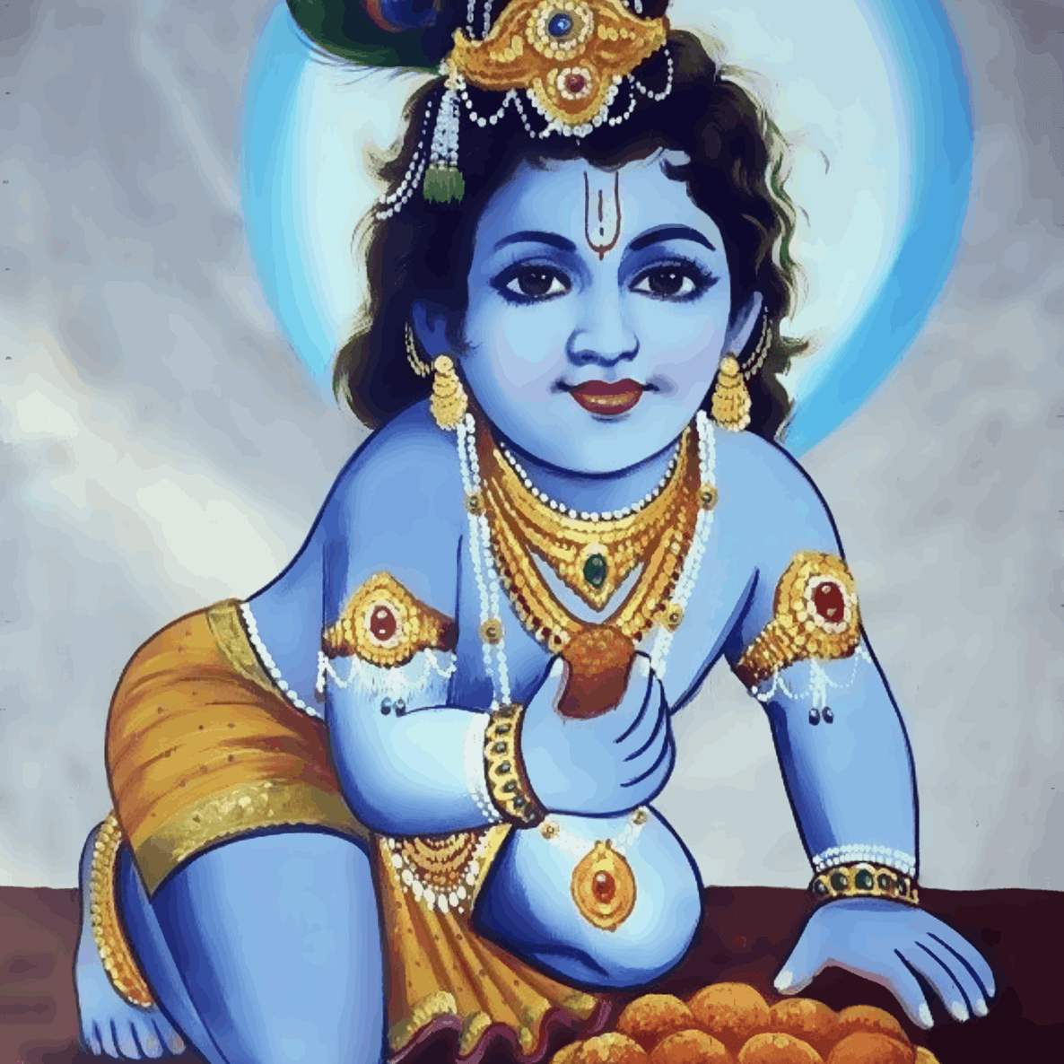 Baby Krishna eating Laddu - Janmasthami