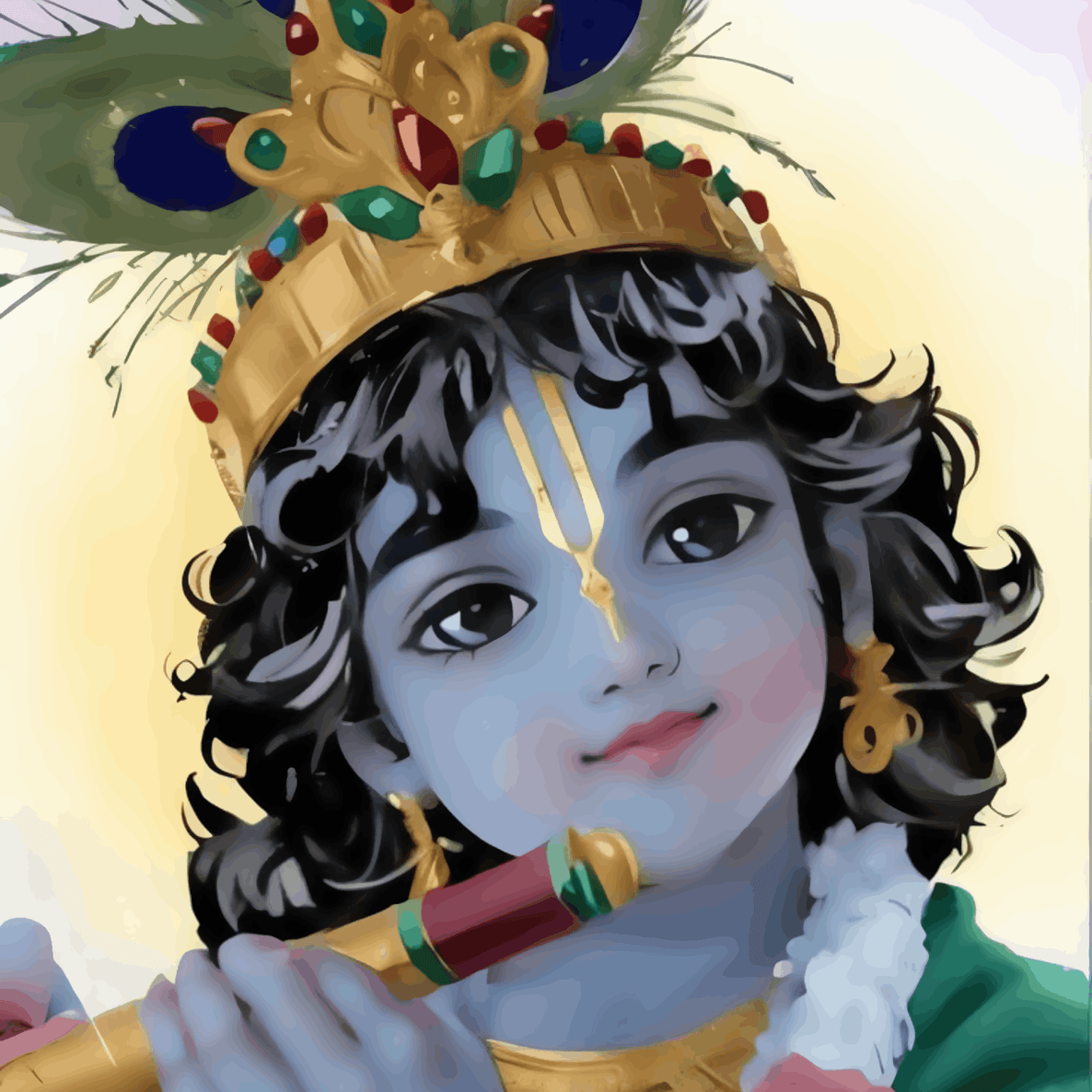 Cute Krishna with flute - Janmasthami