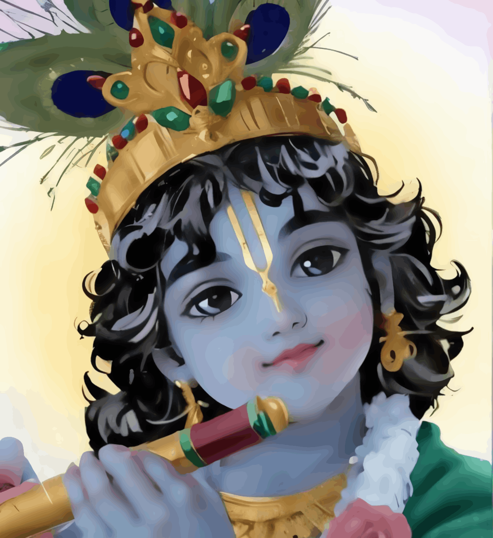 Cute Krishna with flute - Janmasthami