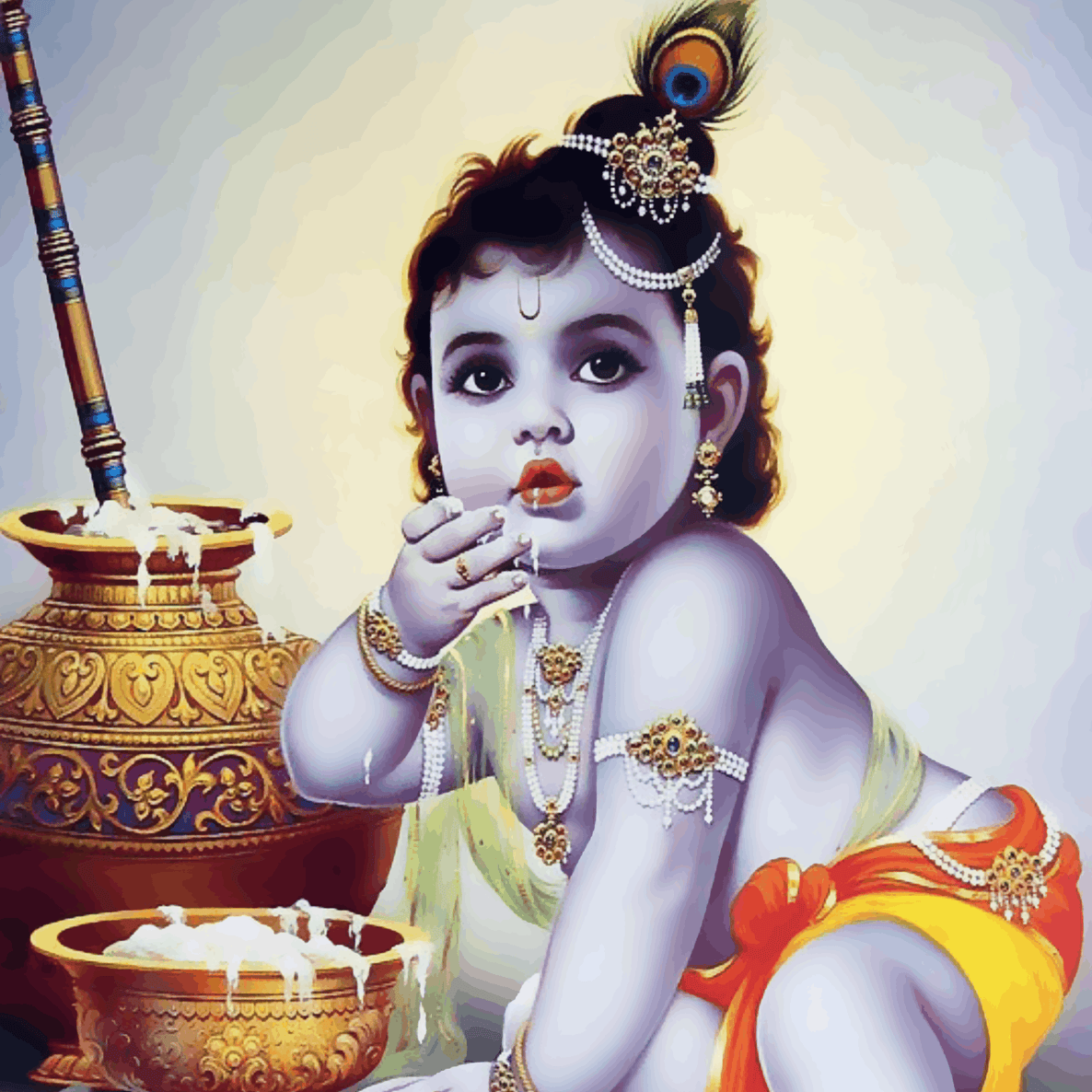 Little Krishna having Maakhan - Janmasthami