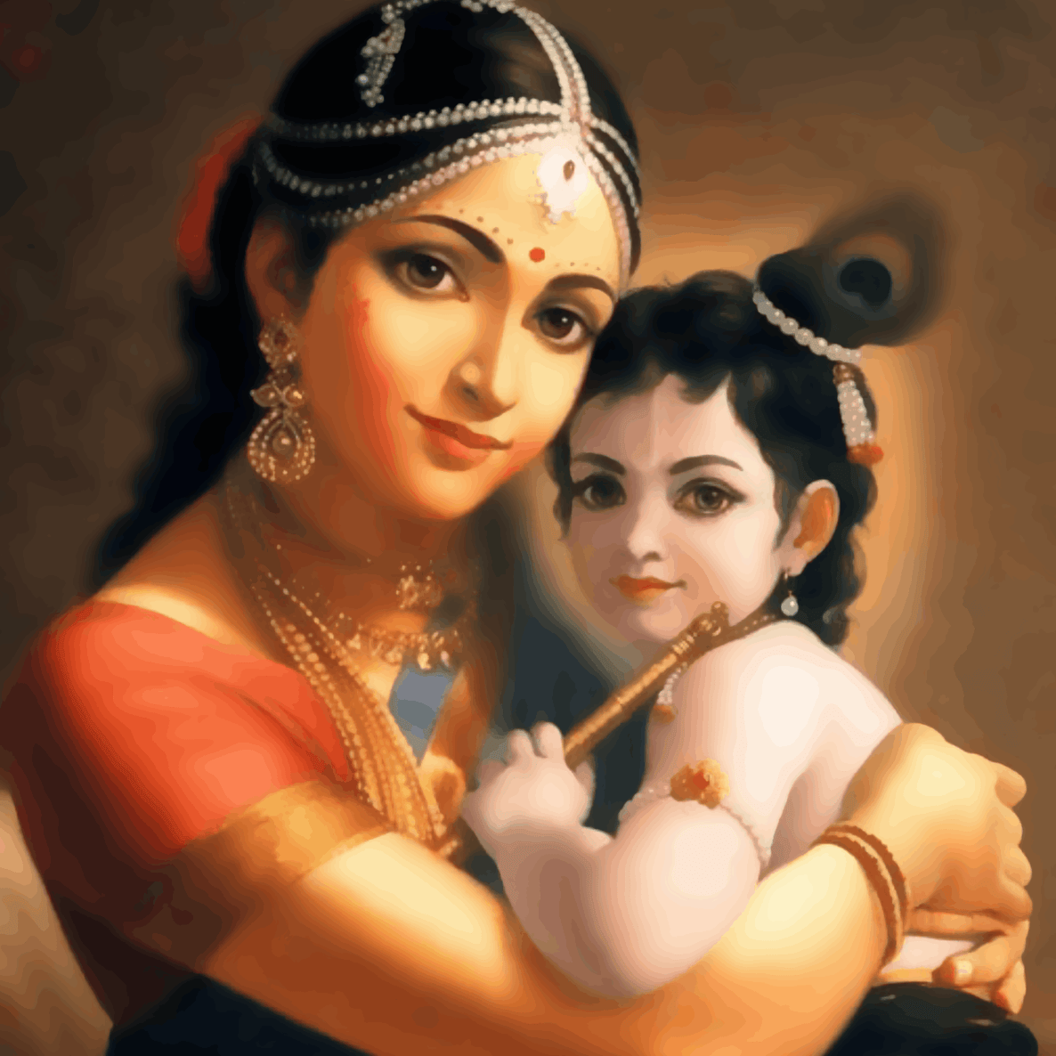 Maa Yashoda with baby Krishna - Janmasthami