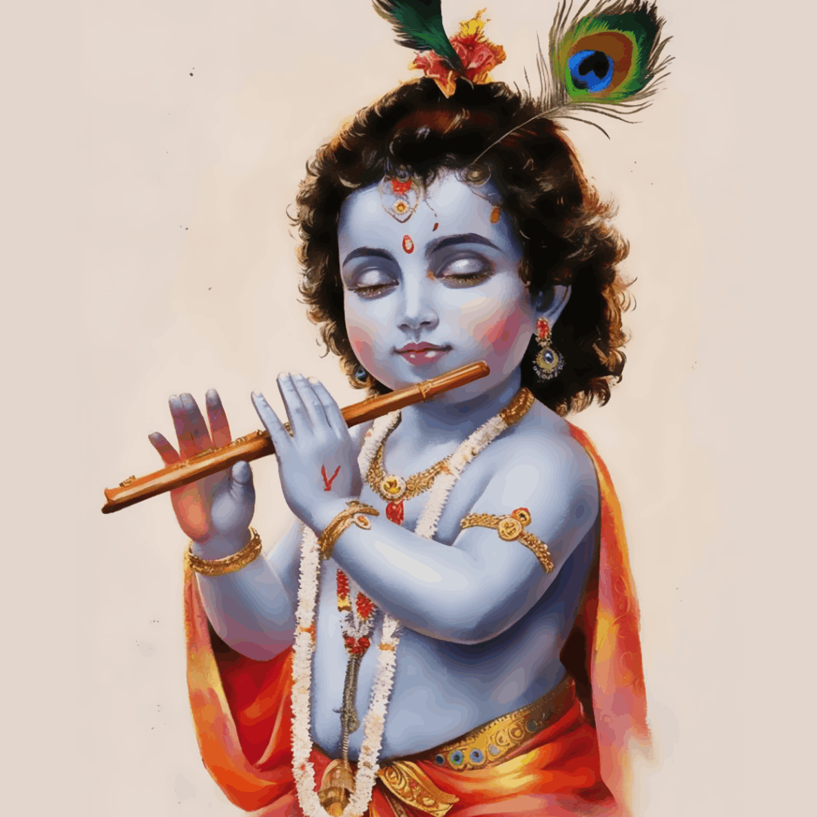 Bal Krishna playing flute - Janmashtami