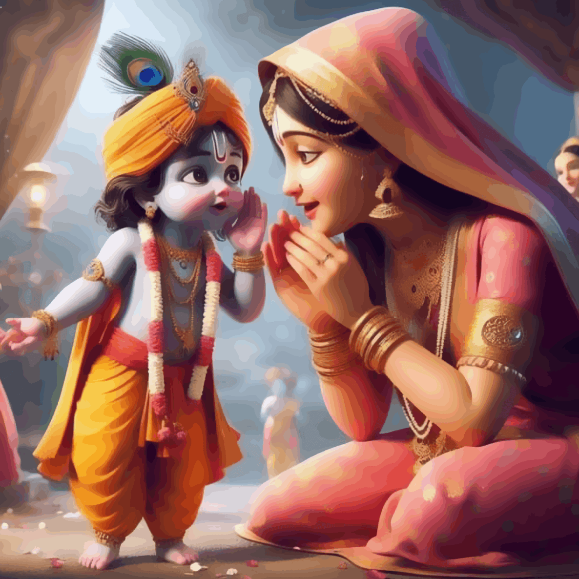 Little Krishna with Yashoda Maiya - Janmasthami