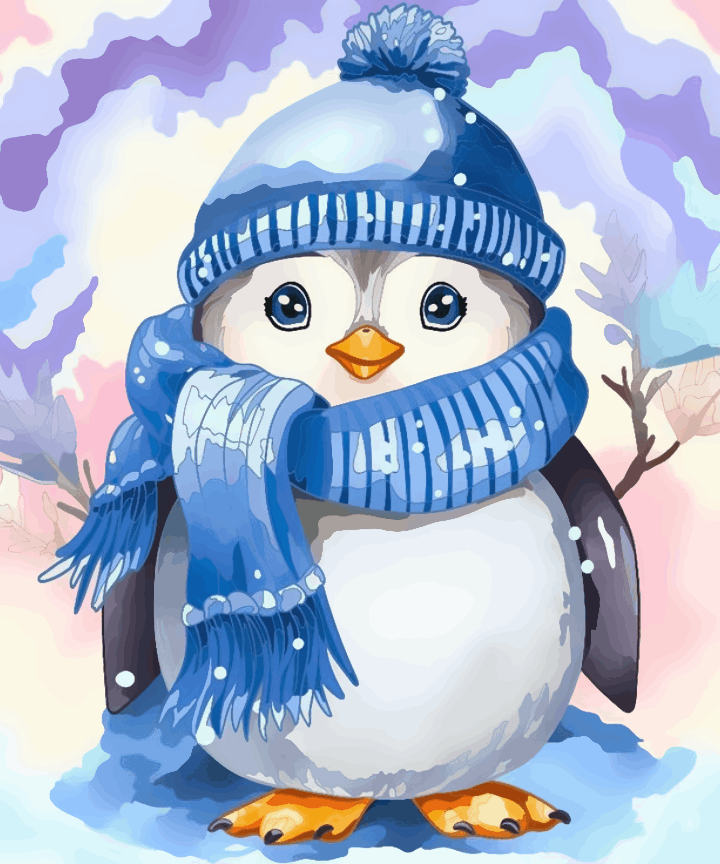 Cute Penguin with Scarf