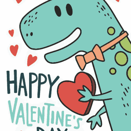 Blue Dino Happy Valentine Day - Valentine Special