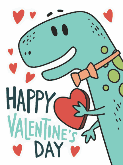 Blue Dino Happy Valentine Day - Valentine Special