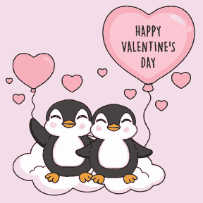 Happy Valentine from Penguins - Valentine Day