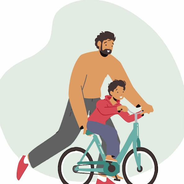 Father's Day- Father and Son riding bicycle