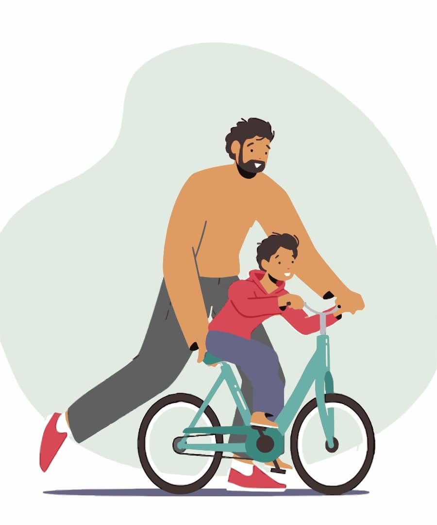 Father's Day- Father and Son riding bicycle